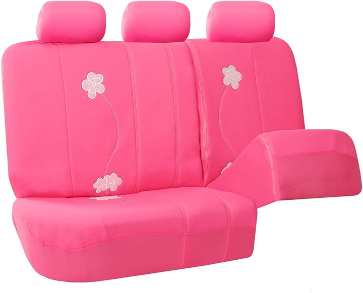 FH GROUP FB053PINK115 Vollen Satz Blumendesign-Autositzbezüge, Rosa, Anzahl 11 Komplettes Set mit ro