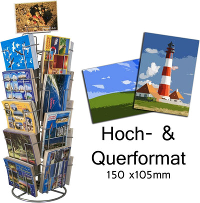 GERSO Theken-Kartenständer Postkartenständer für Postkarten 18 Motive drehbar 18 Fächer 105x150mm, 1