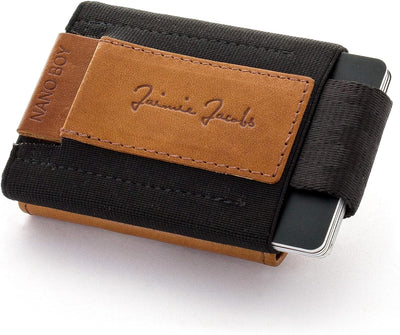 Jaimie Jacobs Minimalist Wallet Nano Boy Pocket Mini Geldbörse aus Textil mit Zugband schmaler Karte