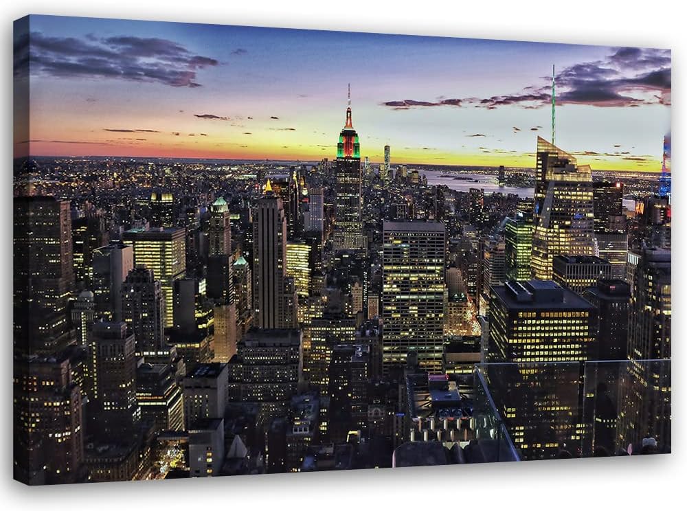 Feeby Vlies Leinwandbild XXL New York Manhattan Empire State Building 120x80 cm Wandbild Kunst Bilde