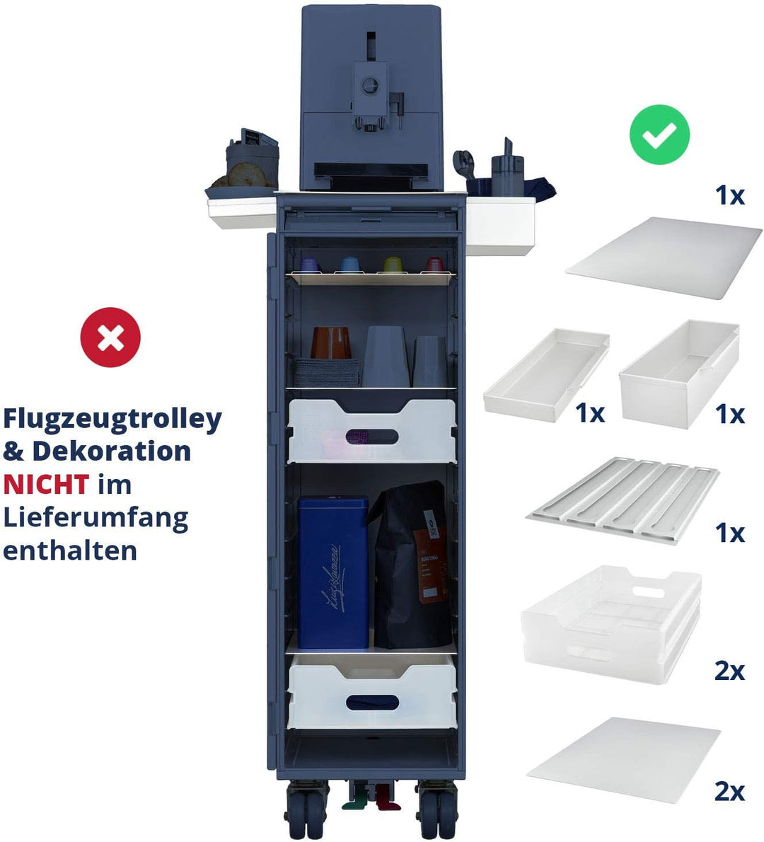 Ausstattungspaket Kaffeebar, Zubehör für Airline Trolleys, Kaffeebar-Möbel (Kunststoff, ATLAS + 2x S