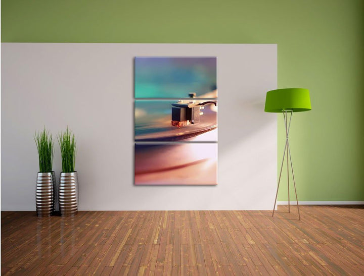 Pixxprint Schallplatte als Leinwandbild - Grösse: 3-Teilig (120x80cm) - Wandbild - Kunstdruck - fert