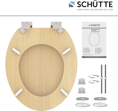 SCHÜTTE WC-Sitz NATRUAL mit Absenkautomatik aus Holz | Toilettensitz mit Klodeckel | Holzkern Toilet