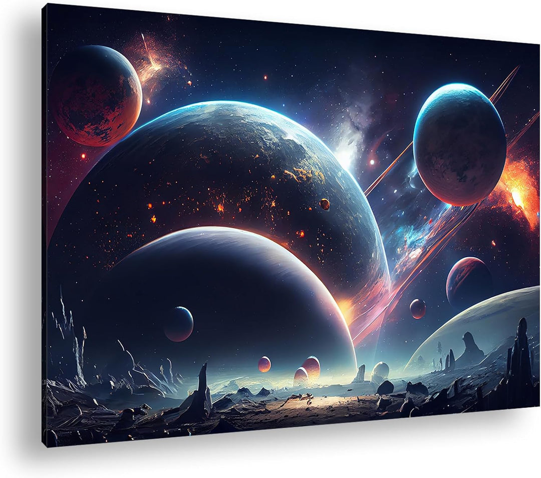 deyoli gigantische Planetenforamtion Format: 80x60 cm als Leinwandbild, Motiv fertig gerahmt auf Ech