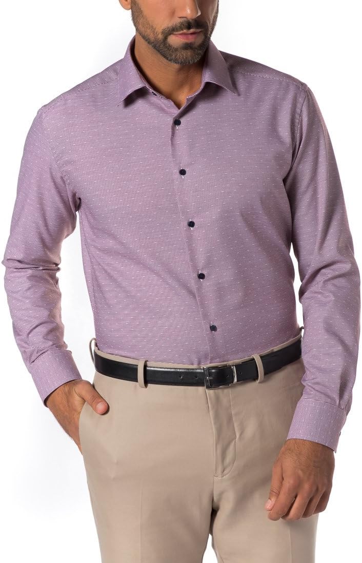 ETERNA Modern Fit Hemd Langarm New Kent Kragen Muster beere Grösse 40