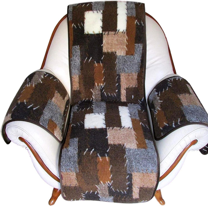 Alpenwolle Sesselschoner Sessel- und Armlehnenschoner Patchwork 3 Teilig