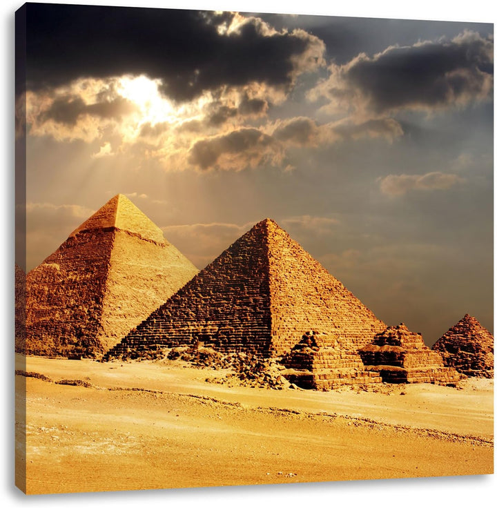 Pixxprint Pyramiden von Gizeh im Sonnenlicht als Leinwandbild/Grösse: 70x70 cm/Wandbild/Kunstdruck/f