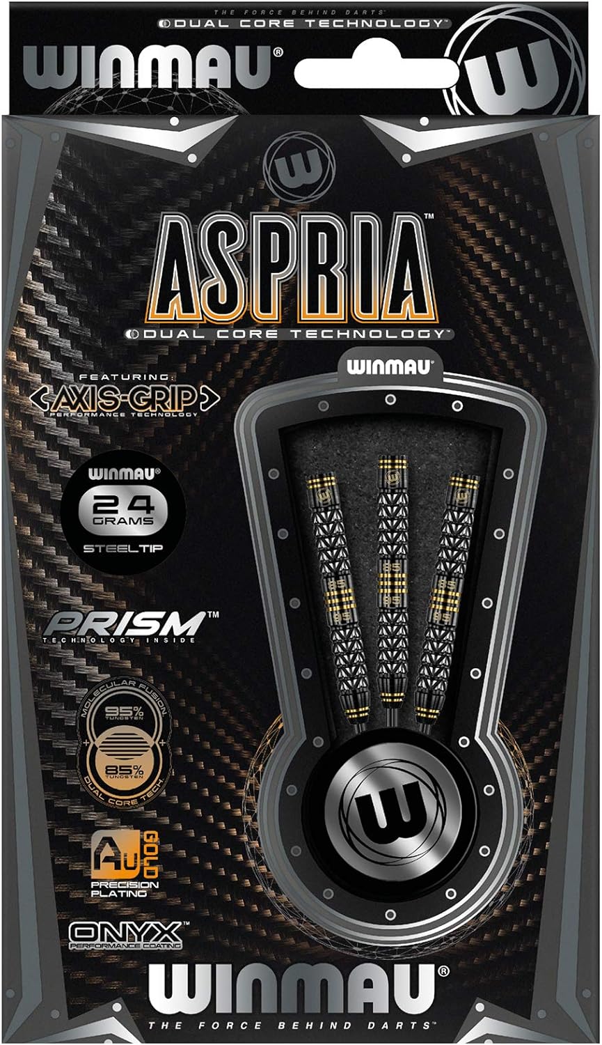 WINMAU Aspria 26g Profi Wolfram Steeltip Dartpfeile Set mit Flights und Schäfte