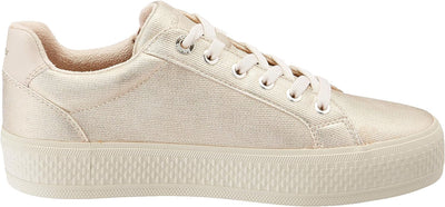 s.Oliver Damen Sneaker flach elegant mit Schnürsenkeln und Reissverschluss 36 EU Champagne Strc, 36