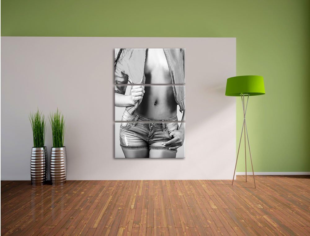 Pixxprint Sexy Woman / 3-Teilig/Gesamtmass 120cm Leinwandbild bespannt auf Holzrahmen/Wandbild Kunst