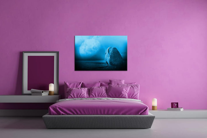 unbekannte Planeten Oberfläche Format 80x60 Effekt: Monocrome Blau als Leinwandbild, Motiv fertig ge