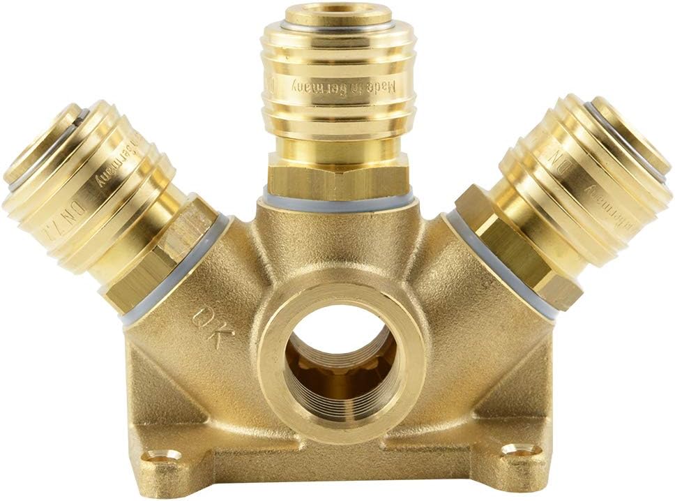 Fittingteile - Wanddose Druckluftverteiler mit 3x Druckluftkupplung NW 7,2 - G 1/2", G 1/2"