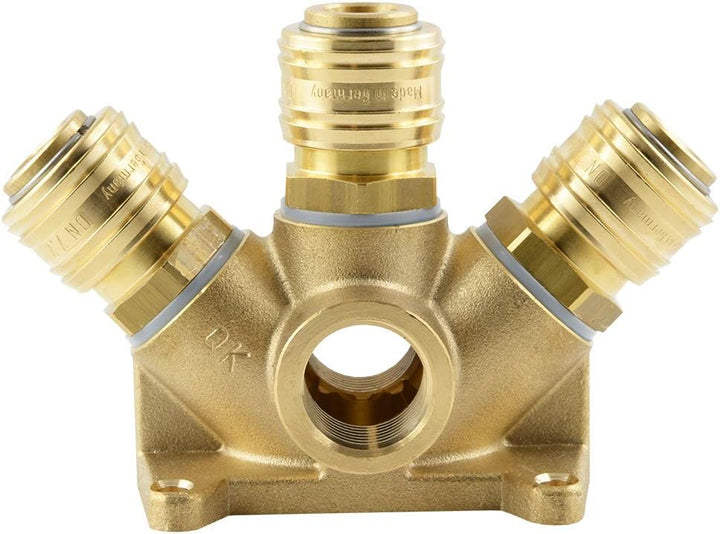 Fittingteile - Wanddose Druckluftverteiler mit 3x Druckluftkupplung NW 7,2 - G 1/2", G 1/2"