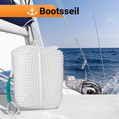 CarBole Tauwerk für Boote,Bootsseil,Nylon Seil,1/2"x300' (12mm*91m),Dock Line Rope 12mm 2653KG (5850