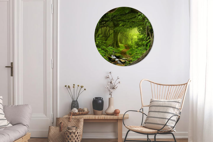 MuchoWow Wandbild Rund Wanddeko Deko Wohnzimmer Bilder 90x90 cm Dschungel - Grün - Natur - Tropisch