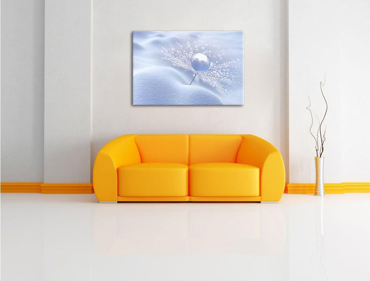 Pixxprint Tautropfen auf Einer Pusteblume im Schnee, Format: 100x70 auf Leinwand, 100x70