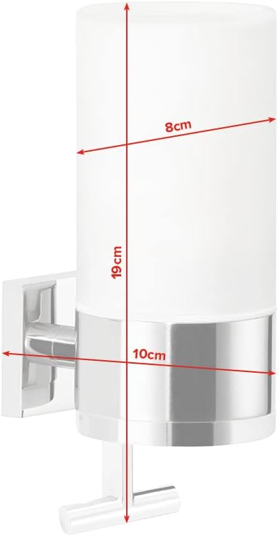 tesa DELUXXE Seifenspender-Set, Milchglas und verchromtes Metall - Flüssigseifenspender zur Wandbefe