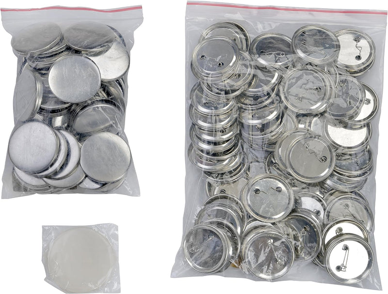 Buttonrohlinge 50mm (100 Stück) für Badgematic Buttonmaschine mit Sicherheitsnadel, 100
