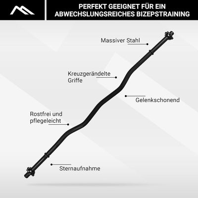 MSPORTS SZ Curlstange Premium, 30mm mit Sternverschluss - STANDARDNORM - Auswahl: 120cm (7kg) o. 130