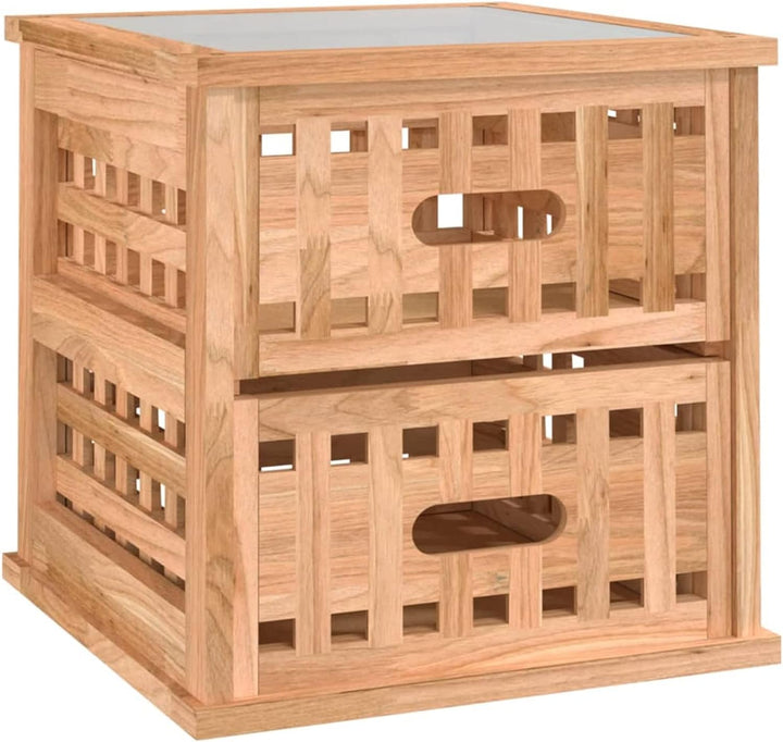 Tidyard Nachttisch Sofatisch Beistellschrank Nachtkonsole 34 x 34 x 34 cm (B x T x H) Mit 2 Schublad
