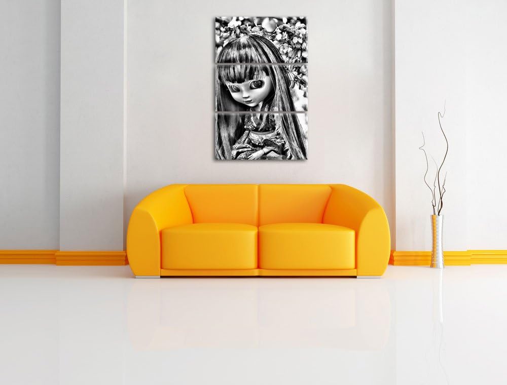 Pixxprint anmutige Geisha Pullip als Leinwandbild/Grösse: 3 Teilig (120x80) cm/Wandbild/Kunstdruck/f