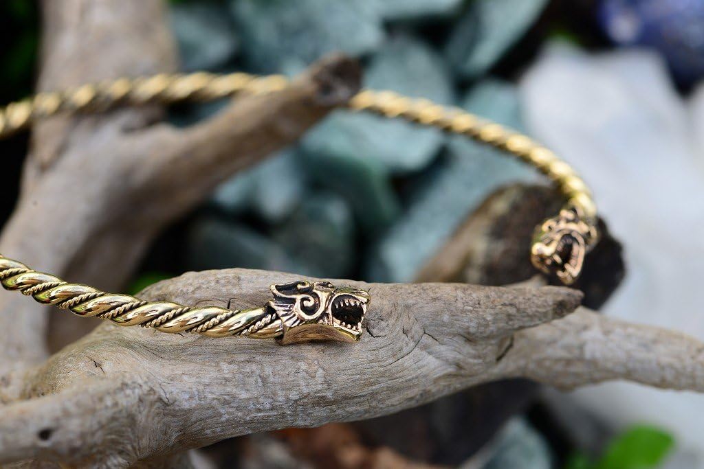 Windalf Frauen Wikinger Torques FENRA Ø 12 cm Wikinger Schmuck Handarbeit edle Bronze