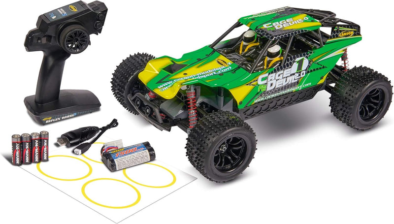 Carson 500404196 1:10 Cage Devil FE 2.0 2.4GHz 100% RTR, Ferngesteuertes Auto, Offroad Truggy, inkl.