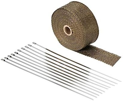 Auspuffband Schwarz, Abwärme Wrap, 10m x 5cm Titan Abwärme Wrap Roll Tape Auto Motorrad Abwärme Rohr