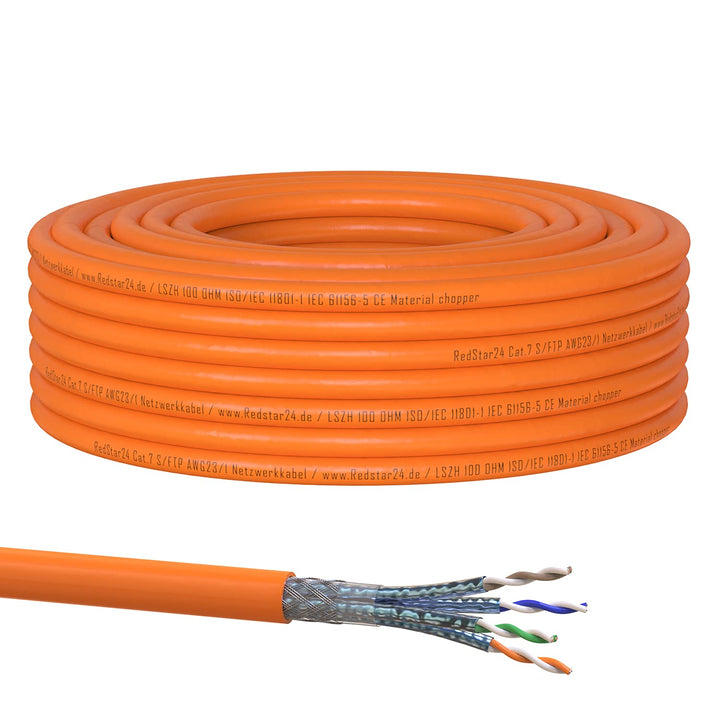 CAT 7 Verlegekabel 50m Netzwerkkabel Datenkabel LAN CAT7 Kabel Kupfer Installationskabel CAT.7 Gigab