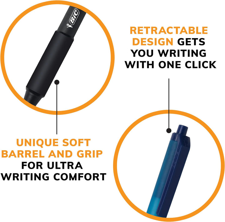 BIC Soft Feel Retractable Ball Pen, Medium Point (1.0 mm), Black, 5-Count by BIC