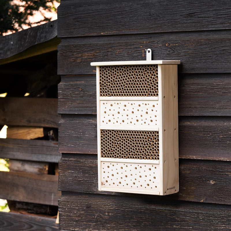 Navaris Insektenhotel aus Holz - Naturbelassenes Insekten Hotel für Fluginsekten - für Bienen Marien