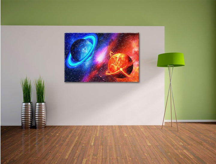 Pixxprint Ausgleich im Weltall als Leinwandbild/Grösse: 100x70 / Wandbild/Kunstdruck/fertig bespannt