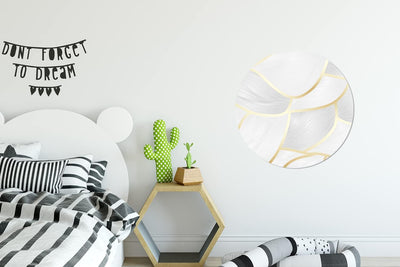 Wandbild Rund Wanddeko Deko Wohnzimmer Bilder 60x60 cm Abstraktes Muster mit goldenen Linien, 60x60