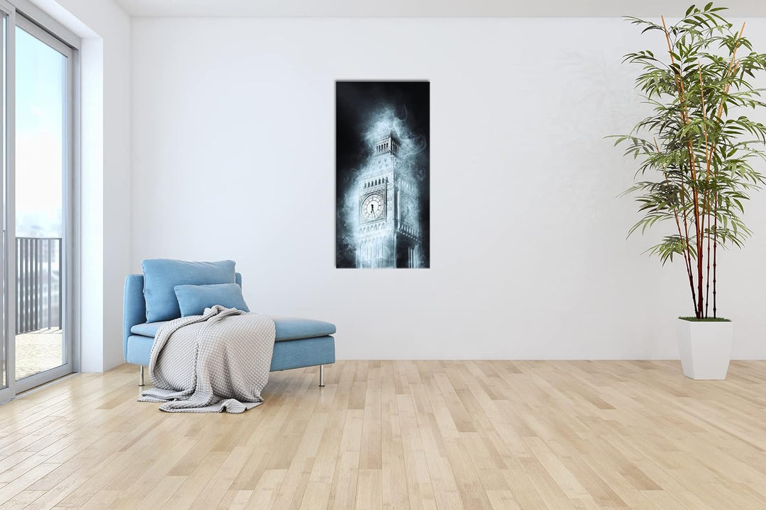 künstlerischer Big Bang in London Panorama 80x40 cm als Leinwandbild, Motiv fertig gerahmt auf Echth
