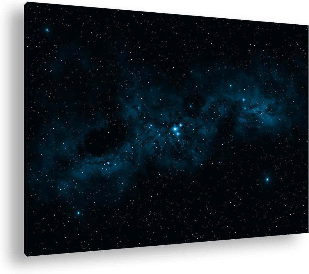 deyoli Dark Himmel voller Sterne Format 80x60 Effekt: Monocrome Blau als Leinwandbild, Motiv fertig