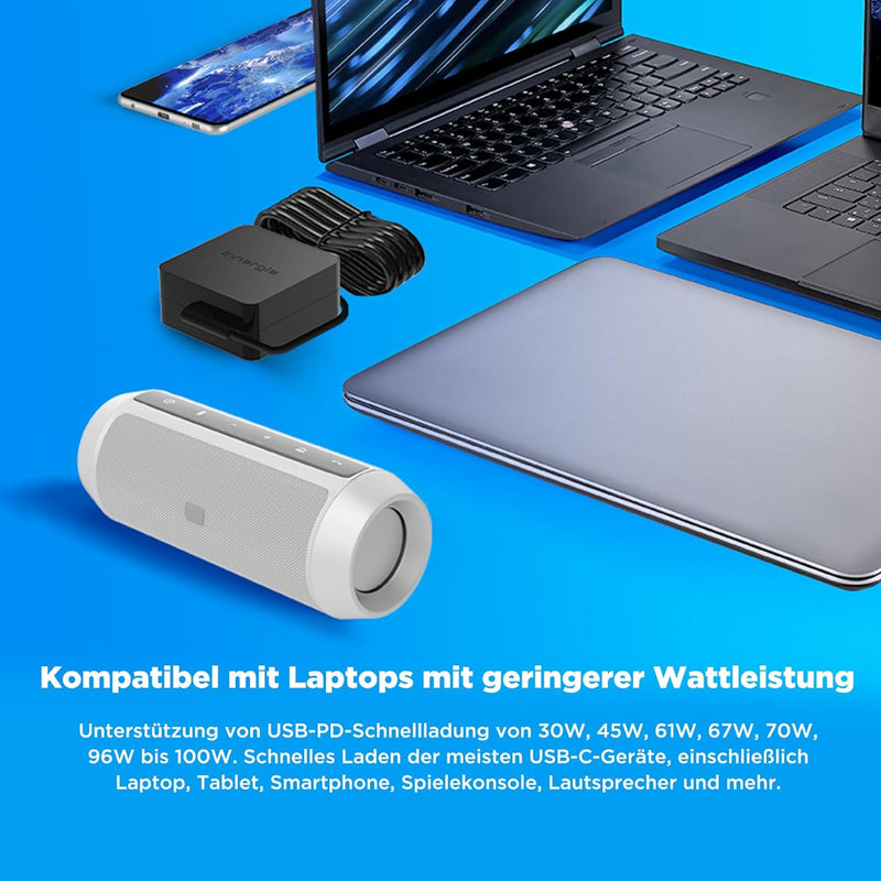 Innergie C10 Lite 100W USB-C PD3.0 Universal Netzteil Ladegerät mit Typ C Kabel, 100W Fast Charge Ko