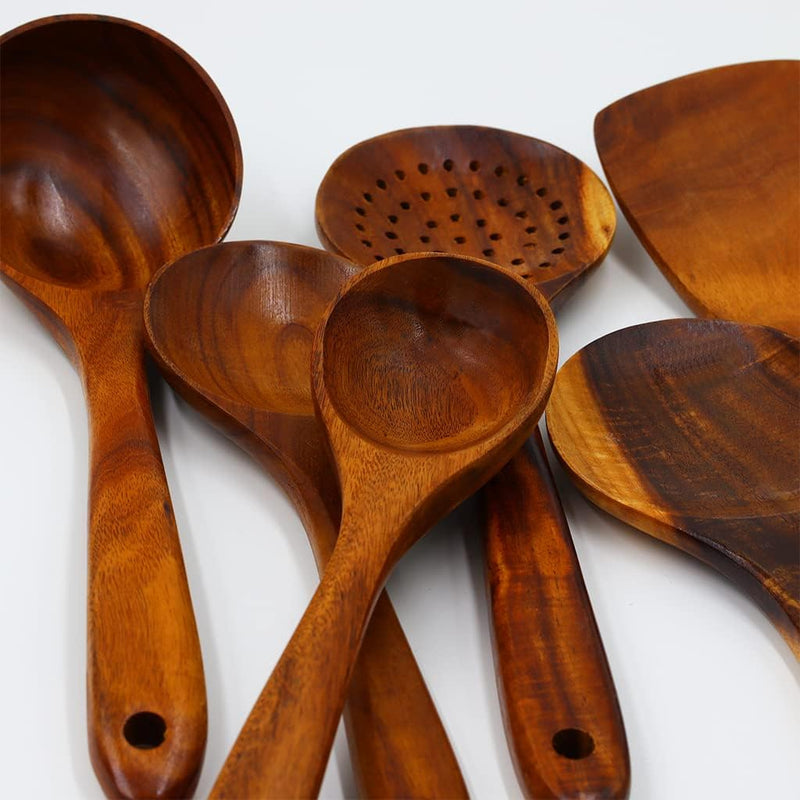Kadum Küchenutensilien Set aus Holz | Küchenhelfer 8-teilig Komplettset | antihaftbeschichtetes Koch