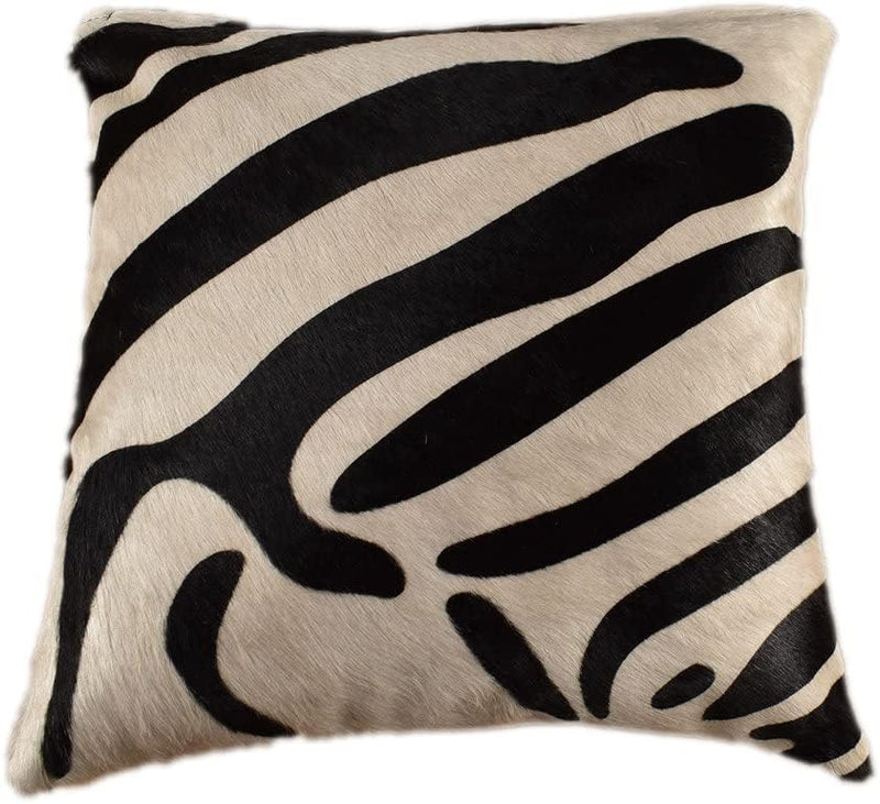 generisch KUHFELL Kissenbezug SCHWARZ Weiss MIT Zebra Print 50X50 cm DEKO Kissen AUS ECHTEM KUHFELL