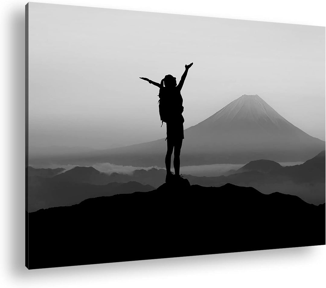 verspürende Freiheit über den Bergen Effekt: Schwarz&Weiss,Format: 80x60 als Leinwandbild, Motiv fer