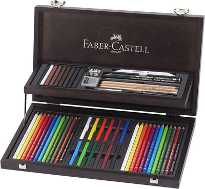 Faber-Castell 110088 - Art & Graphic COMPENDIUM Holzkoffer Holzkoffer 53-teilig, Holzkoffer 53-teili