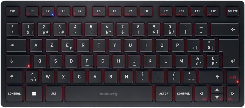 CHERRY KW 9200 Mini, kompakte Multi-Device-Tastatur für bis zu 4 Endgeräte, Belgisches Layout (AZERT