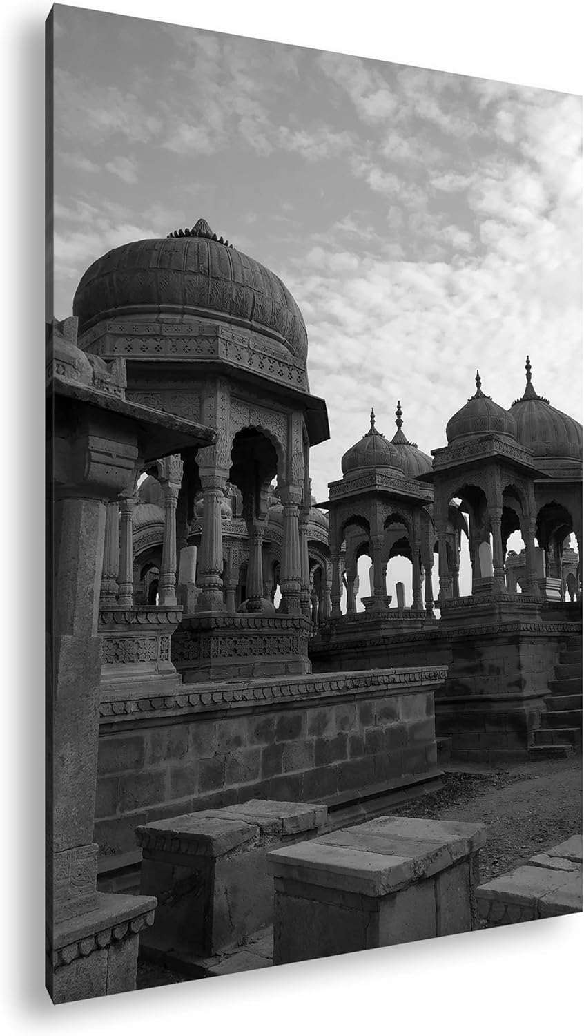 deyoli Bada Bagh Tempel Jaisalmer Effekt: Schwarz&Weiss Format: 80x60 als Leinwandbild, Motiv fertig